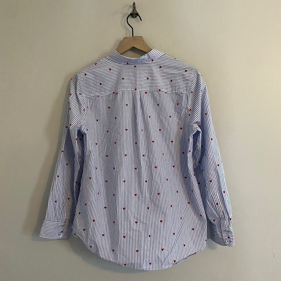 Talbots Velvety Heart, Pinstriped Button Down Top Size LARGE - Picture 3 of 6